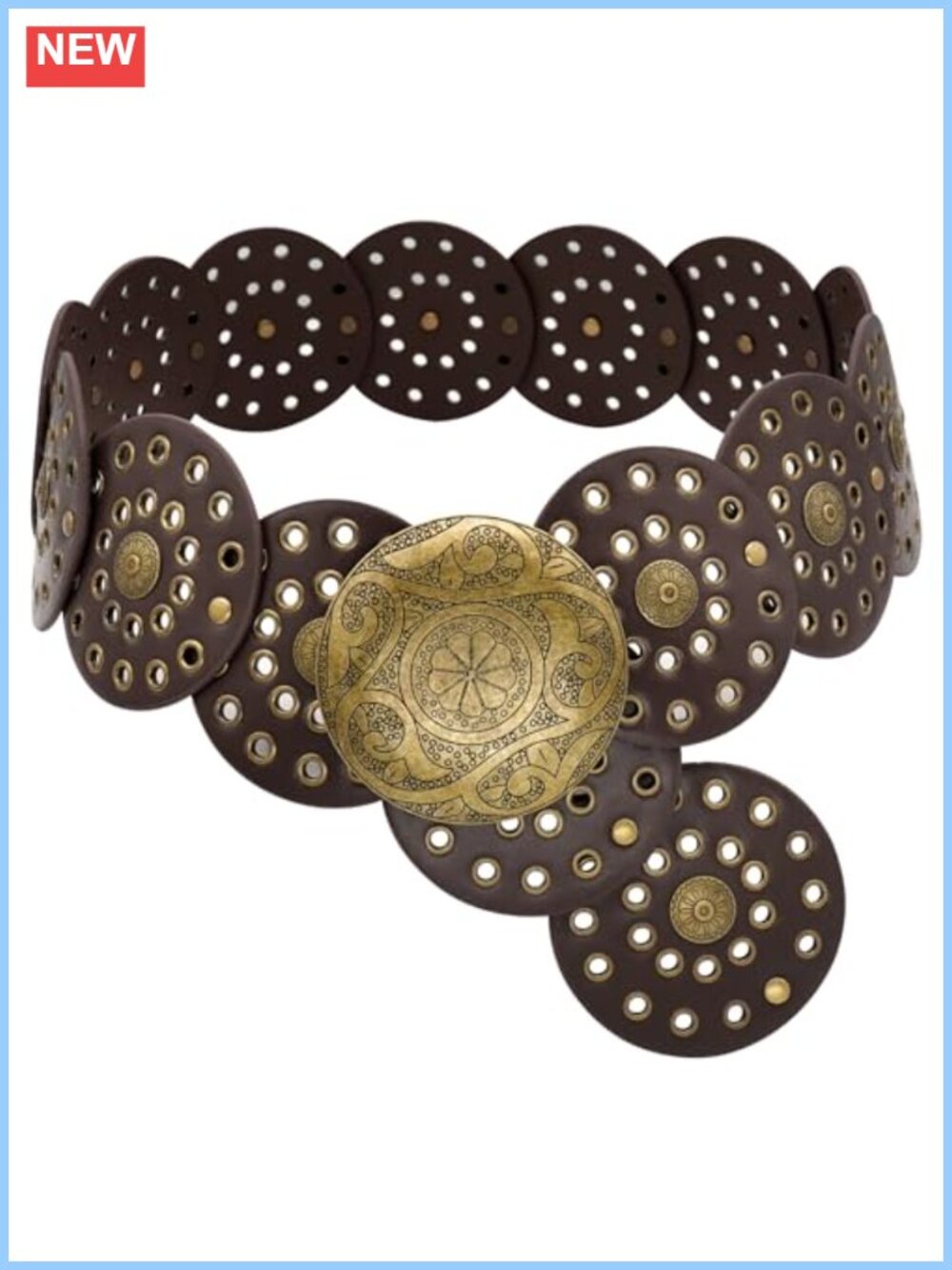 Wide Disc Belt PU Leather Concho Western Belt Adjustable